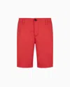 Armani Exchange Bermuda Shorts In Satin Stretch Fabric In Red
