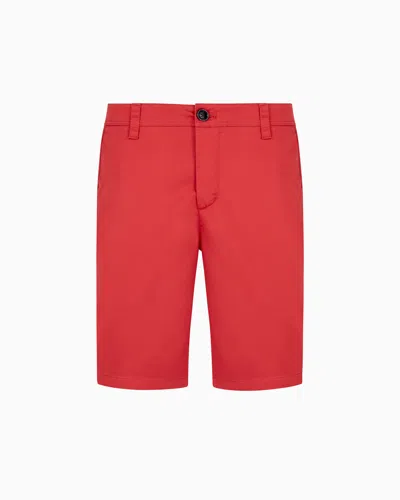 Armani Exchange Bermuda Shorts In Satin Stretch Fabric In Red