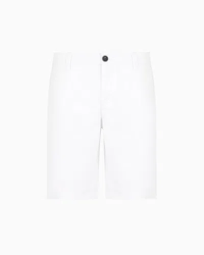 Armani Exchange Bermuda Shorts In Satin Stretch Fabric In White
