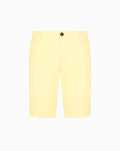 Armani Exchange Bermuda Shorts In Satin Stretch Fabric In Yellow