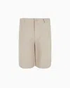 Armani Exchange Bermuda Shorts In Stretch Gabardine In Beige