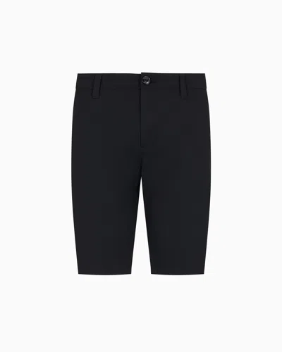 Armani Exchange Bermuda Shorts In Stretch Gabardine In Black