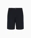 Armani Exchange Bermuda Shorts In Stretch Gabardine In Blue