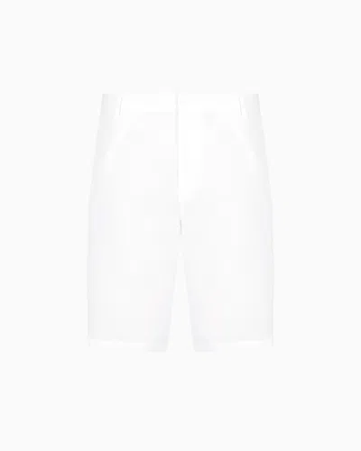 Armani Exchange Bermuda Shorts In Stretch Gabardine In White