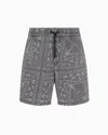 Armani Exchange Cotton And Linen Bermuda Shorts With Kaleidoscope Print In Schwarz