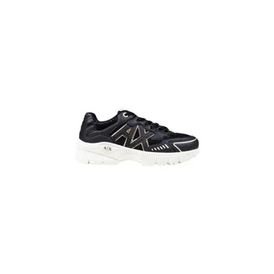 Armani Exchange Bicolor Polyester Athletic Sneakers In Black