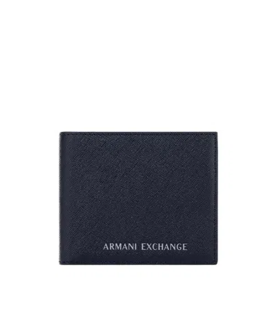 Armani Exchange Bifold Wallet With Credit Card Slots In Navy Blue