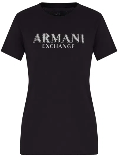 Armani Exchange 로고 장식 티셔츠 In Black