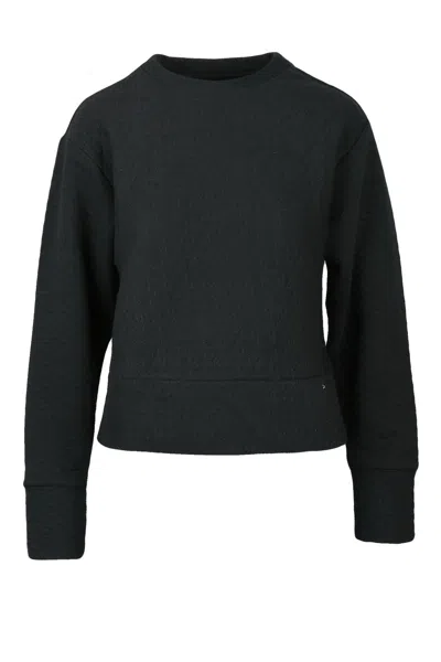 Armani Exchange Black Cropped Cotton-blend Sweatshirt