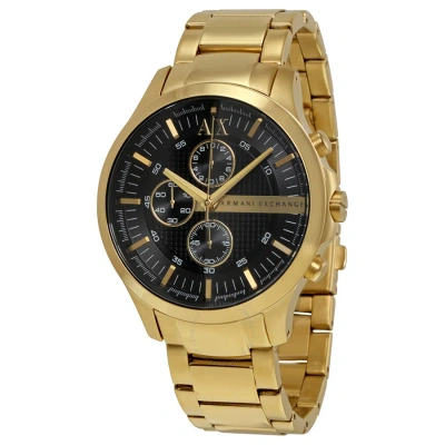 Armani Exchange Black Dial Chronograph Gold-plated Unisex Watch Ax2137 In Black / Gold / Gold Tone