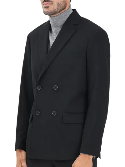 Armani Exchange Black Double-breasted Wool-blend Blazer