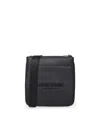 Armani Exchange Black Flat Shoulder Bag In Imitation Leather In Blue