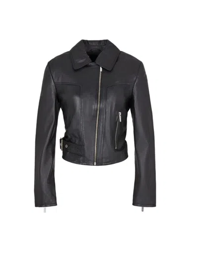 Armani Exchange Black Leather Jacket In Nero Neri E Grigi