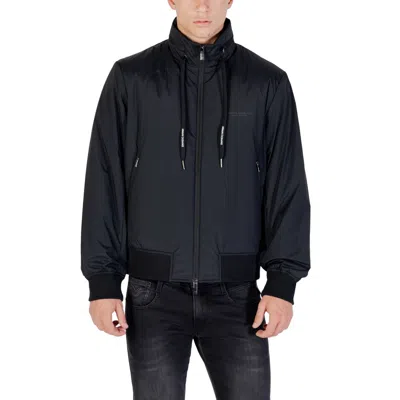 Armani Exchange Black Polyamide Bomber In Blue