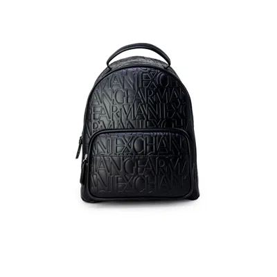Armani Exchange Logo-embossed Faux-leather Backpack In Black