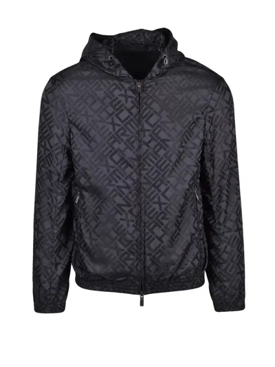 Armani Exchange Black Polyester Windbreaker Jacket