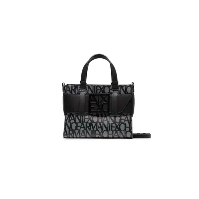 Armani Exchange Logo-print Zip-fastening Tote Bag In Black