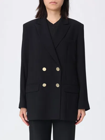 Armani Exchange Double-breasted Crepe Blazer In Black