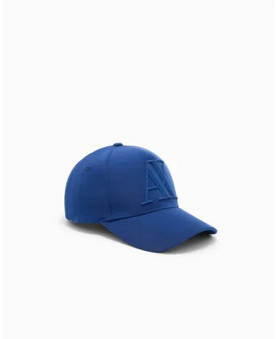 Armani Exchange Block Letter Ax Logo Baseball Hat In Blue