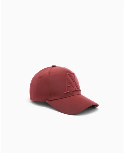 Armani Exchange Block Letter Ax Logo Baseball Hat In Red