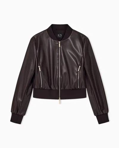 Armani Exchange Blouson Jacket In Coated Recycled Fabric In Brown