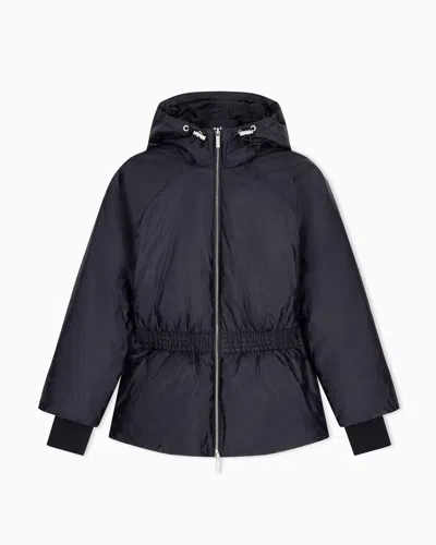 Armani Exchange Blouson Jacket In Recycled Nylon Jacquard In Black
