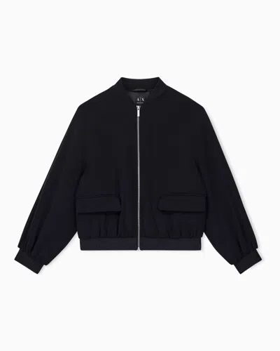 Armani Exchange Blouson Jacket In Recycled Twill In Black