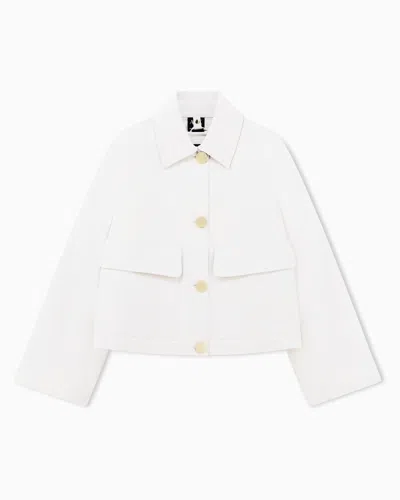 Armani Exchange Blouson Jacket Organic Stretch Cotton Twill In Beige