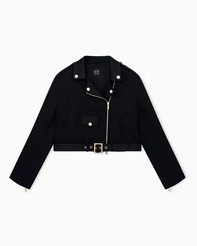 Armani Exchange Blouson Jacket With Viscose In Black