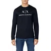 Armani Exchange Blue Cotton Long Sleeve In Black