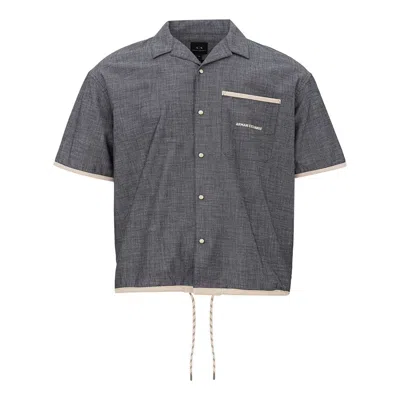 Armani Exchange Blue Cotton Shirt In Blu Scuro