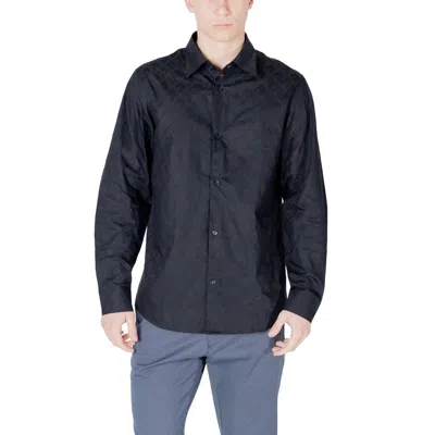 Armani Exchange Blue Cotton Shirt In Black