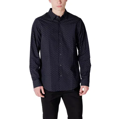Armani Exchange Blue Cotton Shirt In Black