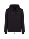 Armani Exchange Blue Hooded Cardigan In Black