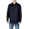Armani Exchange Blue Linen Shirt In Blue