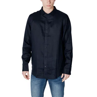 ARMANI EXCHANGE BLUE LINEN SHIRT