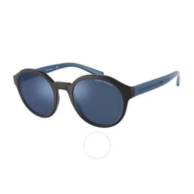 Armani Exchange Blue Mirror Blue Round Men's Sunglasses Ax4114s 833555 51
