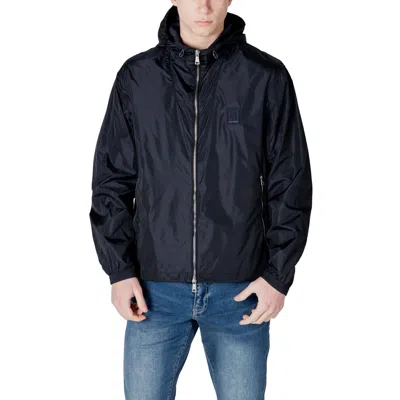 Armani Exchange Blue Polyamide Jacket In Black