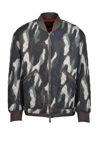 Armani Exchange Bomber Jacket - Green In Gray