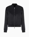 Armani Exchange Bomber Jacket In Glitter Satin Fabric In Black