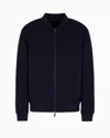 Armani Exchange Bomber Jacket With Zip In Stretch Fabric In Navy Blue