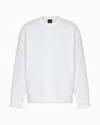 Armani Exchange Bonded Cotton Crewneck Sweatshirt In White
