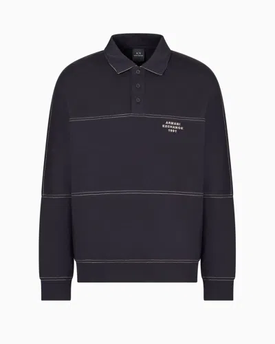 Armani Exchange Bonded Stretch Polo Sweatshirt In Marineblau