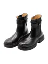 Armani Exchange Buckle Logo Ankle Boots In Black