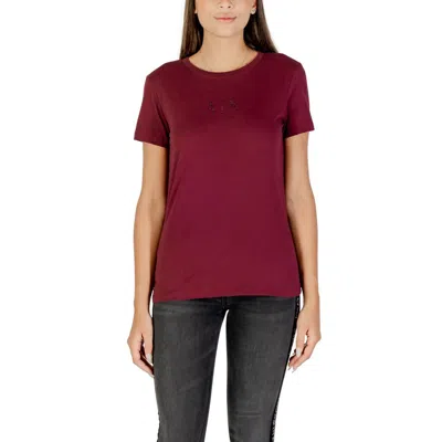 Armani Exchange Rhinestone-logo T-shirt In Burgundy