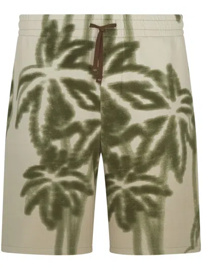 Armani Exchange Botanical-print Bermuda Shorts In Neutrals