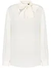 Armani Exchange Bow-collar Long Sleeve Blouse In Brown