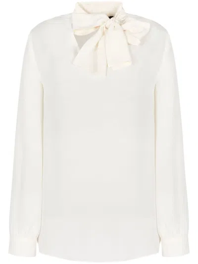Armani Exchange Bow-collar Long Sleeve Blouse In Iso