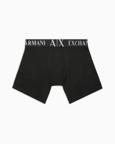 Armani Exchange Boxer Shorts In Stretch Fabric With Maxi Logo In Green