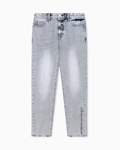 Armani Exchange Boyfriend Fit 5-pocket Pants Rigid Cotton Denim In Gray